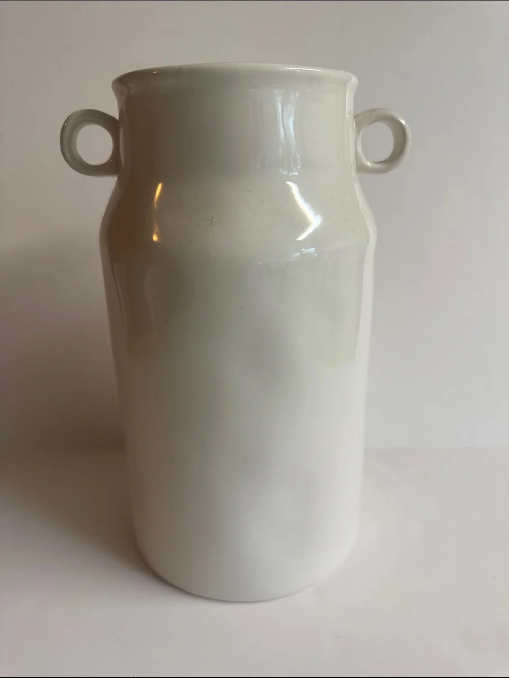 Rae Dunn Cream Double Handle Milk Jug / Vase with Colorful Rainbow
